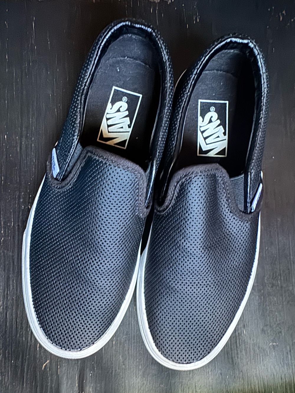 Vans Men’s Black Perforated Leather Slip-On Sneakers
